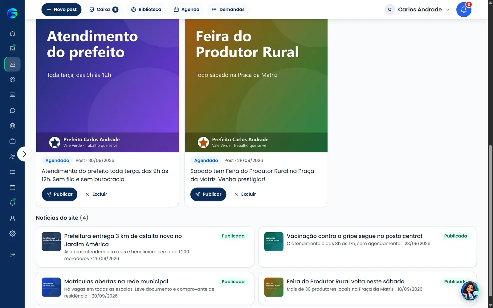 Posts agendados para publicação automática
