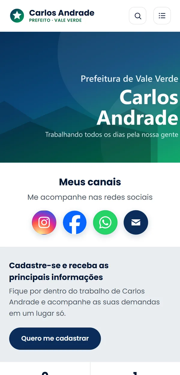 Site do gabinete aberto no celular